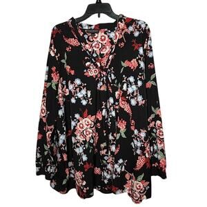 Lane Bryant Long Sleeve Flowy Multicolored Floral Blouse Top Size 26/28 Plus